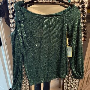 CeCe Emerald Sequin Top